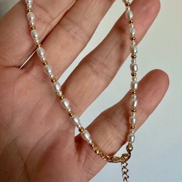 NWT Set & Stones Shelly Pearl and 14k Gold Anklet - Picture 4 of 6